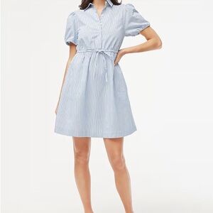 J. Crew striped shirt dress half button with puff sleeves